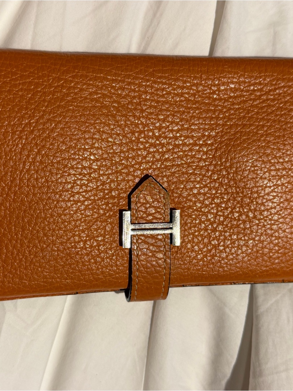Hermes Cognac Brown Togo Leather Wallet with Silver H Closure - Picture 2 of 14